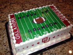 a football field cake is on the table