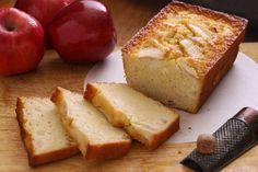 sliced bread and apples on a cutting board