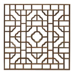 a decorative metal screen with an intricate design on the front and back panels, made from wood