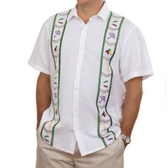 Dat Mambo Shirt Dat Mambo Shirt Mardi Gras - Little Miss Muffin Children & Home Traditional Green Shirt For Spring, White Embroidered Linen Shirt, Traditional Green Embroidered Shirt, Traditional White Linen Shirt, Traditional Embroidered Linen Shirt, Mardi Gras Shirt, Gold Embroidery, Mambo, Purple Green