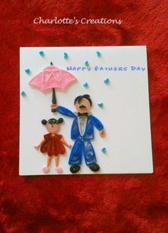 a father's day card with an image of a man and child holding an umbrella