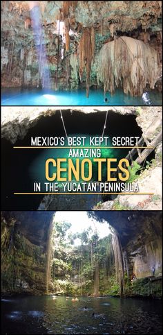 two pictures with the words mexico's best kept secrets and an image of a cave