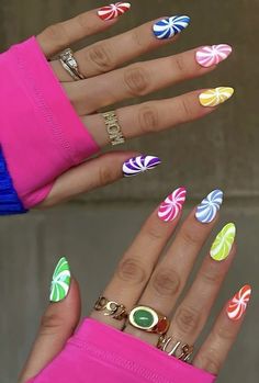 Long Nail Designs Square, Unusual Nail Designs, Lily Nails, Bright Nail Art, Glass Nails Art, Candy Nails, Art Deco Nails, Gel Nail Art Designs, Long Acrylic Nail Designs