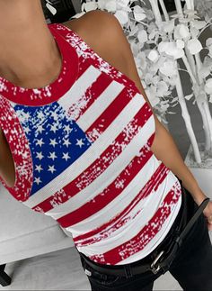 American flag printed silky feel stretch knit fitted tank top. Lightweight silky top has some stretch and is more fitted. Wear with any type of bottom. Wear under jacket or cardigan for a festive look to the office. Use chart size below for a perfect fit Size chart Size Bust (inch) Length (inch) S 35 21 ¾ M 37 22 L 39 22 ½ XL 42 22 ¾ * Our size chart provides detailed measurement of our clothes. Styling Clothes, July Outfits, July Fashion, Fitted Tank Top, Patriotic Fashion, Silky Top, Flag Pattern, Anchor Print, Woman Clothes