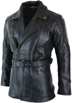 Amazon.com: Mens Cross Zip Belted Black 3/4 Motorcycle Biker Long Leather Jacket CE Armour: Clothing Christmas Jacket, Mens Leather Coats, Biker Coat, Lambskin Jacket, Trench Coat Men, Black Motorcycle, Men's Leather Jacket, Winter Outerwear, Easy Rider