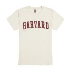 Miller Tee - The Harvard Shop Pre-shrunk Cotton T-shirt For College, Graphic Tee Tri-blend Pre-shrunk T-shirt, Distressed Cotton Crew Neck T-shirt, Summer College T-shirt With Screen Print, Tri-blend Graphic Tee For Fan Merchandise, Pre-shrunk Tri-blend T-shirt For College, Pre-shrunk Graphic Tee For College, Tri-blend Cotton Graphic Tee, Cotton T-shirt With Letter Print For Fans