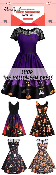 Free shipping over $49, up to 70% off, Rosegal Halloween dress holiday style pumpkin and wizard printed vintage dress for women | Rosegal,rosegal.com,dress,vintage dress,retro fashion,holiday dress,Halloween costume,outfits | #rosegal #dress #vintage #retrofashion Halloween Boards, Birthday Outfit Ideas For Women, Dresses Halloween, Vintage Dresses Cheap, Halloween Dresses, Twofer Dress, Hallowen Ideas, Unique Vintage Dresses, Halloween Clothes