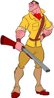 a cartoon character holding a baseball bat and wearing a yellow shirt, brown pants and red shoes