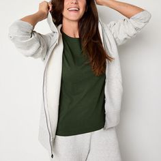 The Xersion women's long-sleeve hoodie combines warmth and style with its ultra-soft fleece fabric and cozy hood. Ideal for layering on chilly days or relaxing at home.Closure Type: ZipperFit: Regular FitNeckline: Hooded NeckPockets: 2 Front Slip PocketsSleeve Length: Long SleeveSleeve Style: Cuffed SleeveApparel Length: 27 Inches - FrontFiber Content: 55% Cotton, 45% Recycled PolyesterFabric Description: FleeceCare: Tumble Dry, Machine WashCountry of Origin: Imported Winter Athleisure Activewear With Fleece Lining, Cozy Winter Activewear With Ribbed Cuffs, Cozy Relaxed Fit Activewear For Winter, Cozy Relaxed Fit Winter Activewear, Super Soft Hoodie For Winter, Super Soft Relaxed Fit Winter Sweats, Comfy Winter Activewear Hoodie, Winter Sweats With Relaxed Fit And Super Soft Texture, Winter Sweats With Relaxed Fit And Super Soft