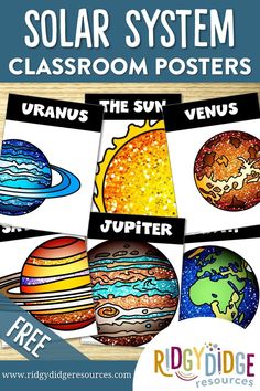 solar system classroom posters for the sun, venus and earth with free printables