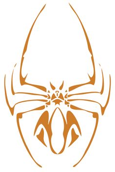 an orange spider logo on a white background