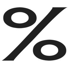 the percentage sign is shown in black and white, with an arrow pointing up to it