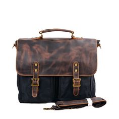 Step into the world of sophistication with our Waxed Canvas Briefcase with Crazy Horse Leather. This exquisite briefcase is more than just an accessory; it's a statement of your impeccable taste and professionalism.     ITEM DETAILS *Item Type: Canvas Briefcase 
*Material: Waxed Canvas 
*Size: L38 *W12.5 *H31(CM) 
*Net Weight: 1.4kgs 
*Color: Black/ Grey/ Khaki/ Army Green 
*Closure Type: Zipper 
*Style: Vintage Minimalist Shoulder Bag, Business Laptop Bag, Canvas Messenger Bag, Briefcase For Men, Canvas Bags, Waxed Canvas, Bag Vintage, Weekend Trips, Satchel Bag