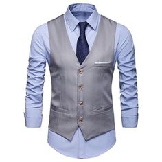 Description: Your powerful muscle can be shown wearing this slim fit suit vest. Pocket, buttons closure, removable white strips and v-neck design can show your stylish and handsome male charm. Solid color men suit waistcoat is easy to match, you can wear a dark color shirt inside and suit pants to create a handsome office look. Using high-quality cotton blend material, the men business vest is breathable and comfortable to wear. There are 7 sizes for your choice, including M, L, XL, 2XL, 3XL, 4X Business Vest, Terno Slim, Mens Work Outfits, Mens Vest Fashion, Suit Man, Suit Tuxedo, Formal Vest, Tuxedo Vest, Business Jacket