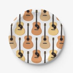 Acoustic Guitars Pattern Paper Plates | Zazzle