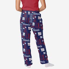 If you're ready to catch some ZZZ's before your team secures the W on gameday, then these New York Giants Women's Mini Print Lounge Pants are just what you're looking for. Features All-over, team-colored design so you can rep the team in style Repeat pattern with team logo displays, script team name displays, and thematic text displays throughout, in case there were any doubts where your allegiances lie Adjustable drawstrings to keep you secure Elastic waistband to keep you comfortable Details M Casual Sports Team Bottoms For Events, Team-colored Casual Bottoms For Sports Events, Casual Team-colored Bottoms For Sports Events, Collegiate Style Sports Bottoms With Letter Print, Team Spirit Bottoms For Sports Season Events, Team Spirit Bottoms For Sports Season, Casual Sports Team-colored Bottoms, Team-colored Bottoms For Game Day, Collegiate Sports Bottoms With Team Name