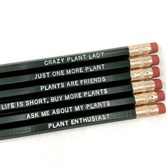 four pencils with words written on them