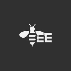 the bee logo is shown on a black background with white letters and an image of a bee