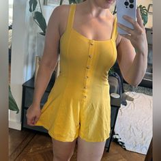 Small Forever21 Yellow Romper With Buttons Nwt Casual Summer Jumpsuits And Rompers From Forever 21, Yellow Romper, Forever 21 Pants, Pant Jumpsuit, Jumpsuit Romper, Forever 21, Pants For Women, Rompers, Yellow