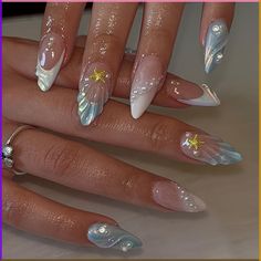 Classy Acrylic, Colourful Nails, Girly Acrylic, Valentine Nails, Manicure Diy, Mermaid Nails