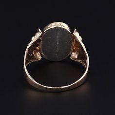 Moonstone is said to bring balance and emotional harmony and wonderful dreams to those who wear it. This vintage ring (circa 1960-1970) features a closed back moonstone set in 10k gold. The face of the ring measures 0.6 inches by 0.65 inches and the piece is in good condition with surface wear visible under magnification. It is currently a size 8.5 but can be resized free of charge. Please Note: This ring should not be exposed to moisture because of the closed backing of the stone. Materials: Mo Classic 14k Gold Moonstone Ring Oval Cabochon, Oval Hallmarked 14k Gold Moonstone Ring, Vintage Oval Moonstone Ring With Polished Finish, Vintage Yellow Gold Oval Moonstone Ring, Heirloom Oval Moonstone Ring, Antique Gold Moonstone Ring Oval Cabochon, Antique Gold Moonstone Ring With Oval Cabochon, Antique Yellow Gold Oval Cabochon Moonstone Ring, Vintage Oval Moonstone Ring Hallmarked