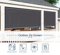 an outdoor screen is shown with instructions on how to install it and where to put the screen