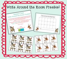 reindeer themed activities to teach kids how to read the letter f and write around the room freebie