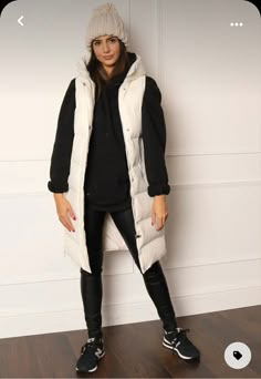 Cream Vest Outfit, Long Puffer Vest Outfit, Long Vest Outfits For Women, Athleisure Wear, Vest Outfits