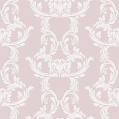 a pink and white wallpaper with an ornate design on the back ground, it is very