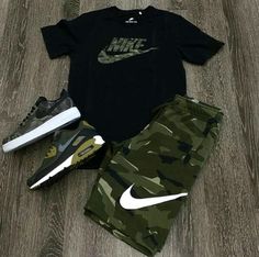 Nike Outfits For Men, Nike Clothing, Hype Clothing, Dope Outfits For Guys, Swag Outfits Men, Camo Shorts, Tomboy Outfits, Mens Fashion Casual Outfits