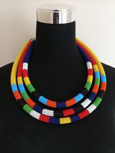 Masai Necklace, Zulu Necklace, African Beaded Necklace, Beaded Shawl, Beaded Chocker, African Beads Necklace, Necklace African, Colorful Necklace, African Earrings