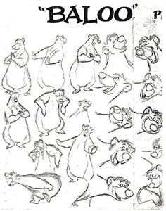 the original character sheet for disney's animated film, baloo from walt and pixa