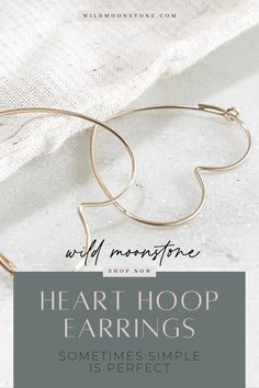 Heart Hoop Earrings by Wild Moonstone | Jewelry with purpose | based in Northern California | making Jewelry for you and the people you love. Sometimes SIMPLE is PERFECT. Our statement heart hoop earrings are filled with 14k gold, making them perfect for everyday wear. Shop now! hoop earrings, heart hoop earrings, heart shaped earrings, heart shaped hoop earrings, minimal hoop earrings, minimal jewelry, everyday wear earrings, everyday jewelry, simple jewelry, casual earrings, gold earring Everyday Jewelry Simple, Minimal Hoop Earrings, Shaped Hoop Earrings, Jewelry Everyday, Jewelry Casual, Earrings Minimal, Sweet Jewelry, Casual Earrings, Earrings Everyday