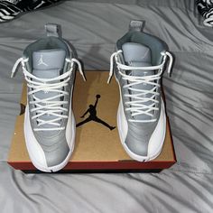 7.5 Mens Barely Worn Send Offers Can Be Men’s And Women’s Sporty Basketball Shoes With Contrast Sole, Jordan Running Shoes, Gray Jordan Shoes For Light Sports, White Leather Jordan Shoes Fade-resistant, Gray Sporty Jordan Shoes For Light Sports, Jordan Grey, Air Jordan 12, Air Jordan 12 Retro, Jordan 12 Retro