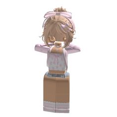 a lego figure is holding her arms behind her head