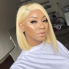 Hair Material: 10A 100% Virgin Human Hair, No Shedding, Tangle FreeHair Color: Blonde 613 ColorHair Grade: 10A Grade, Can be bleached and restyle, dyedHair Length:10inch - 16 inchTexture: Straight HairPart: Free PartLace Net: 13x4 Inch Swiss lace wig, HD Transparent ColorPack: 1 Piece Blonde Hair Straight Hair Short Bob Lace Front Wig 613 Blonde Bob, Short Lace Front Wigs, Ombre Blond, Blonde Bob Wig, Wigs Straight, Wig Styling, Straight Hair Bundles, Bob Lace Front Wigs, 613 Blonde