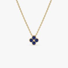 Discover the sophistication of our 14K Solid Gold Sapphire Clover Necklace. This exquisite piece features a 0.18 carat sapphire flower pendant, blending dainty luxury with a classic floral motif. Perfect as a refined birthday gift, it elevates any fine jewelry collection with elegance. Embrace the timeless appeal of this luxurious floral necklace, designed to captivate and charm. * Gold Kt: 14K Solid Gold * Custom Gold Color: Rose Gold, Yellow Gold, White Gold * Length & Width: 6.5 x 6.5 MM * Round Sapphire: 4 Pcs 2.0 MM * Total CTW: 0.18 * Ready to Ship in 1-2 Business Days ▶ See more of our Emerald Jewelry - https://etsy.me/3QCyZBQ ▶ See our storefront here - http://etsy.me/2lUcVnH  ▶ All store sections here * Diamond Rings - http://etsy.me/2lwKUl8 * Diamond Earrings - http://etsy.me/2ly Round Sapphire, Necklace Elegant, Gold Armband, Clover Necklace, Jewelry Birthday, Ruby Jewelry, Floral Necklace, Birthday Jewelry Gift, Emerald Jewelry