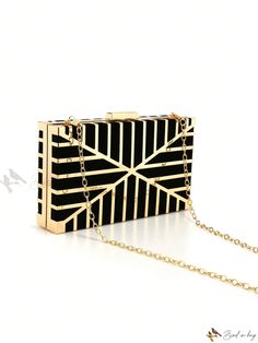 Bird in Bag - Golden Evening Clutch with Chain Shoulder Purse Chic Metal Bags As Gifts, Trendy Gold Clutch With Chain, Gift Clutch With Chain Detail, Chic Metal Clutch For Events, Elegant Clutch With Chain For Gift, Elegant Clutch With Chain Detail For Gifts, Elegant Clutch With Chain As A Gift, Elegant Chain Clutch, Elegant Metal Chain Bags