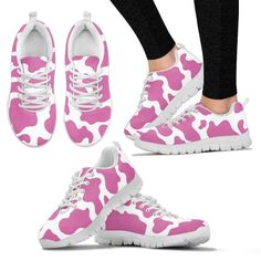 Shipping from the US. Easy 30 day return policy, 100% cotton, Double-needle neck, sleeves and hem; Roomy Unisex Fit. Sporty Cotton Sneakers For Fall, Casual Pink Sneakers For Fall, Casual Sneakers With Graphic Print For Spring, Casual Pink Cotton Sneakers, Fitted Low-top Casual Sneakers, Casual Sneakers For Spring Errands, Cow Print Dress, Pink Cow Print, Pink Cow