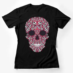 Gothic Skull Pattern T-Shirt, Pink and Black, Edgy Skull Print, Trendy Graphic Tee, Unisex Casual Wear, Soft Cotton, All Sizes Available Female T-Shirt Custom graphic T-Shirt.Customize your color Nature Inspired Fashion, Skull Pattern, Trendy Streetwear, Gothic Skull, Trendy Fashion Tops, Trendy Graphic Tees, Casual Summer Shirts, Skull Print, Art Shirts