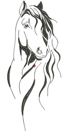 a drawing of a horse with long hair