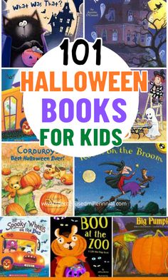 halloween books for kids with the title 101 halloween books for kids overlayed on top