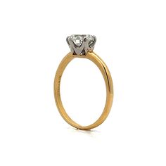 Crafted in 18 karat yellow gold and platinum, this Tiffany & Co. solitaire ring is from the Retro period (1940's) and features a 1.39 carat old European cut diamond as its centerpiece. This GIA-certified diamond boasts a VS1 clarity and H color and has exceptional brilliance. The diamond is securely held in place by a six-prong platinum basket mounting that blends seamlessly with the center stone. The polished yellow gold band adds a warm and elegant contrast of color to this antique Tiffany and Tiffany Engagement Ring, Antique Tiffany, Tiffany Rings, Vintage Tiffany, European Cut Diamonds, Shop Engagement Rings, Gold Band, Solitaire Ring, Diamond Engagement Ring