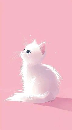 a white rat sitting on top of a pink surface