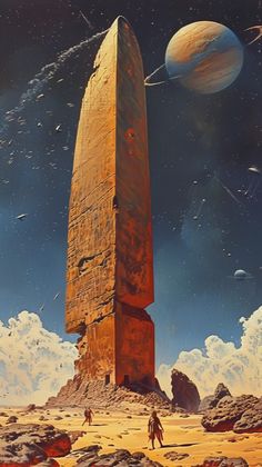 an artist's rendering of a tall structure in the desert