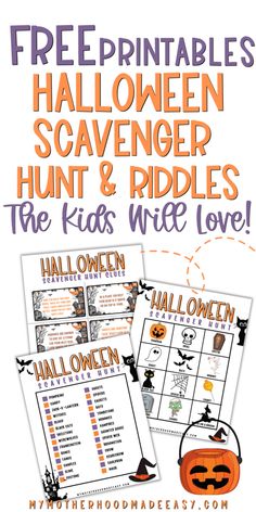 free printable halloween scavenger hunt and riddles for the kids with love