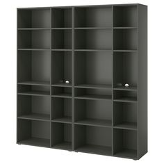 an open bookcase with four shelves on each side