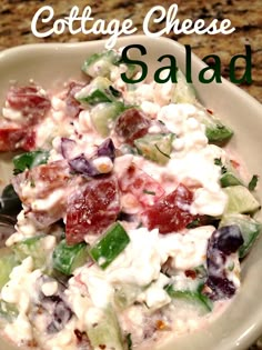 cottage cheese salad in a white bowl