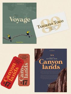 four different types of typographs are shown in this graphic art work, including one for canyon lands and the other for canyon lands