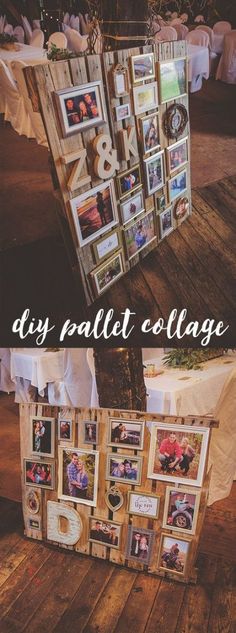 a collage of photos with the words diy pallet collage on it